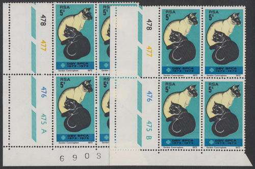 RSA - 100TH ANNI OF SPCA, SET OF CONTROL BLOCKS (A & B PANES) - BOTH U/M!!!!!