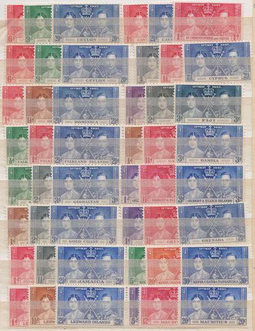 BRITISH COMMONWEALTH - KGVI CORONATION, 16 X ASSORTED SETS OF SINGLES (C->M) - FINE M/M!!!!!