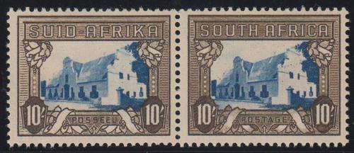 UNION SA - 10 SHILLING BLUE & SEPIA HYPHENATED PICTORIALS, FINE M/M PAIR - CV:R450!!!!!