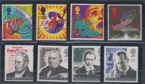 GB - 2 X SETS OF 4 SINGLES (HG WELLS AND SIR ROWLAND HILL & MARCONI), ALL U/M - CV:R200!!!!!