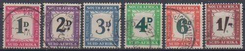UNION SA - 1950-1958 POSTAGE DUE SET OF SINGLES TO 1 SHILLING, FINE USED - CV:R590!!!!!