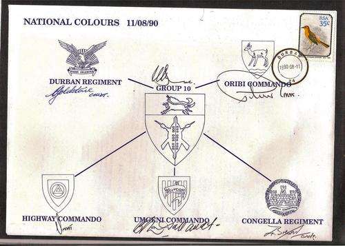SADF-1990 NATIONAL COLOURS FDC-GROUP 10-SIGNED BY ALL COMMANDERS!!!