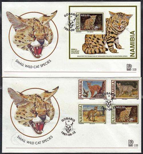 RSA - 2 X FDC 2.23, SMALL WILD CAT SPECIES, 1 WITH MINISHEET - GREAT!!!!!