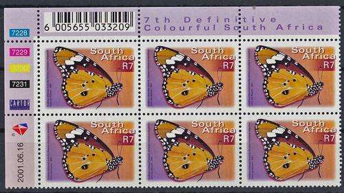 RSA - 7TH DEF ISSUE, COLOURFUL SA, R7 CONTROL BLOCKS OF 6 - U/M!!!!!