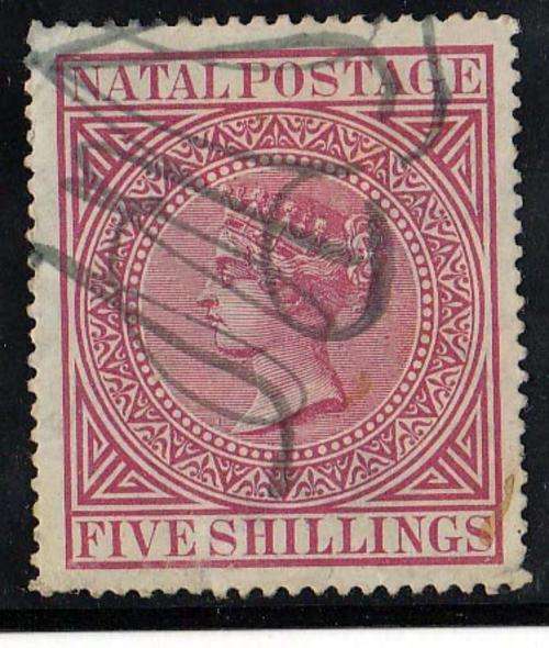 NATAL - QUEEN VIC, 5 SHILLING - FISCALLY USED!!!!!