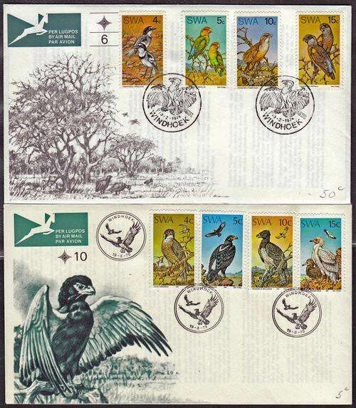 SWA - FDC 6 & 10, SMALL BIRDS AND BIRDS OF PREY - GREAT!!!!!