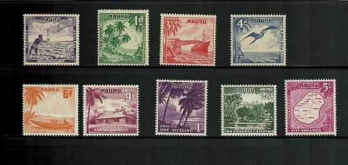 NAURU MNH 1954 "ISLAND LIFE Definitives"  (Fishing, Maps, Birds), stunning set of 9    £ 22