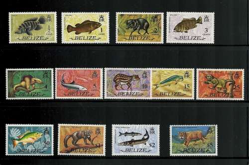 BELIZE MNH 1974 Superb "Definiitves" complete (13)  SG 362- 74 stunning -Fishes, Animals, to $2