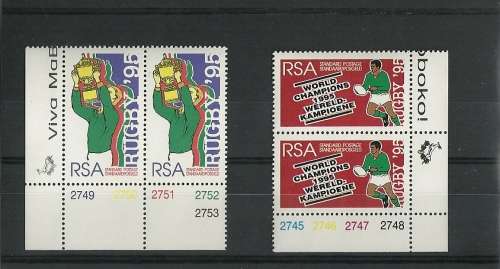 SOUTH AFRICA MNH - "1995 RUGBY WORLD CUP" CHAMPIONS in marginal pairs- superb issues