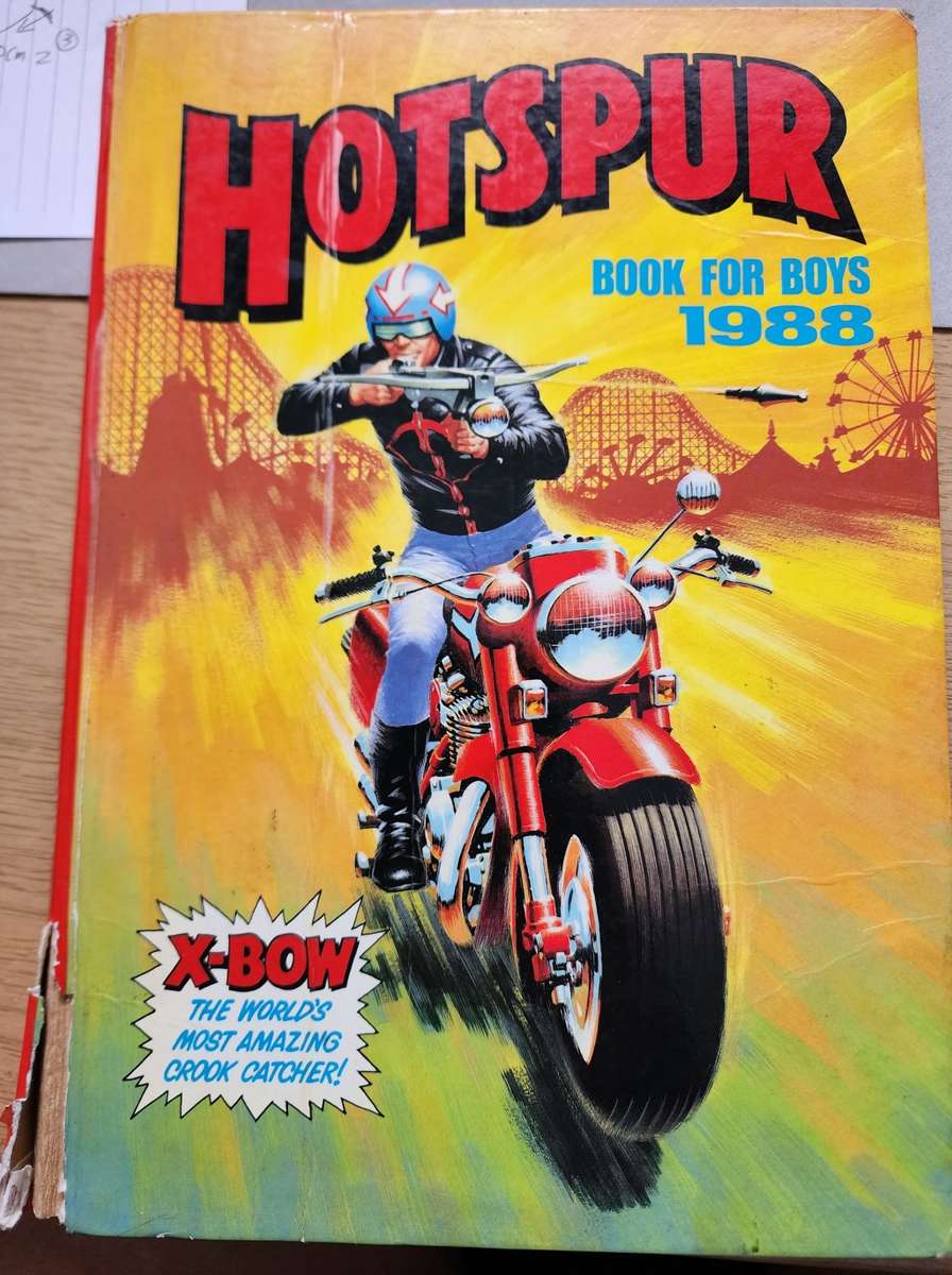 Vintage British ANNUAL `HOTSPUR 1988` - lovely book, Cartoons, hilarious illustrations - Bargain!