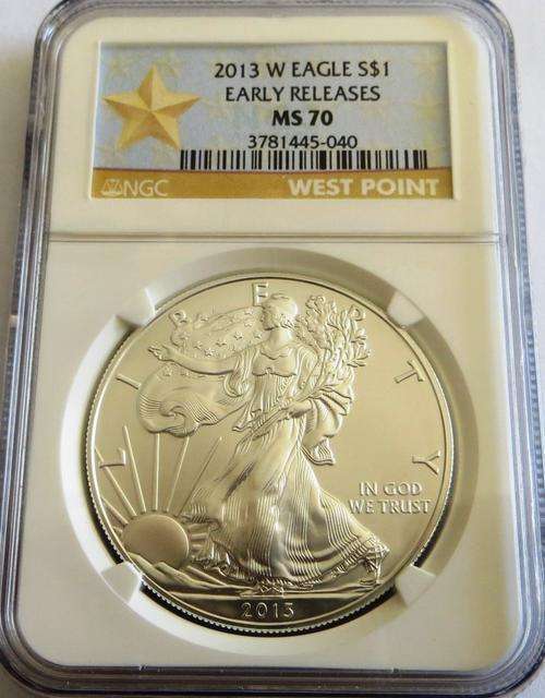2013W Silver Eagle S$1 Early releases MS70 in US Mint box with COA