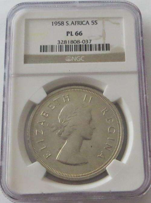 South Africa 5 shillings Crown 1958 PL66 NGC