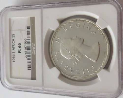 1956 South Africa 5 Shilling Crown PL66 NGC Graded