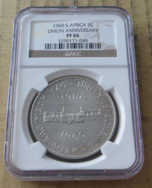 1960 South Africa 5 Shilling Crown PF66 NGC Graded