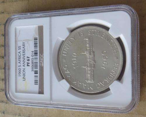 1960 South Africa 5 Shilling Crown PF67 NGC Graded