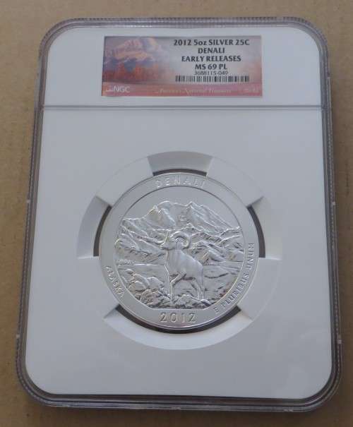 2012 5Oz Silver America the Beautiful Denali Early Releases MS69PL NGC