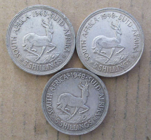 1948 Union 5 Shilling Crown x 3