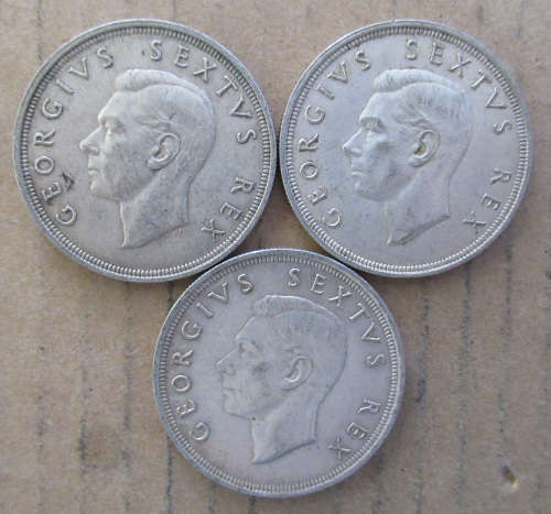 1949 Union 5 Shilling Crown x 3