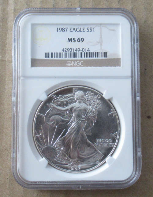 1987 USA Silver Eagle MS69 NGC