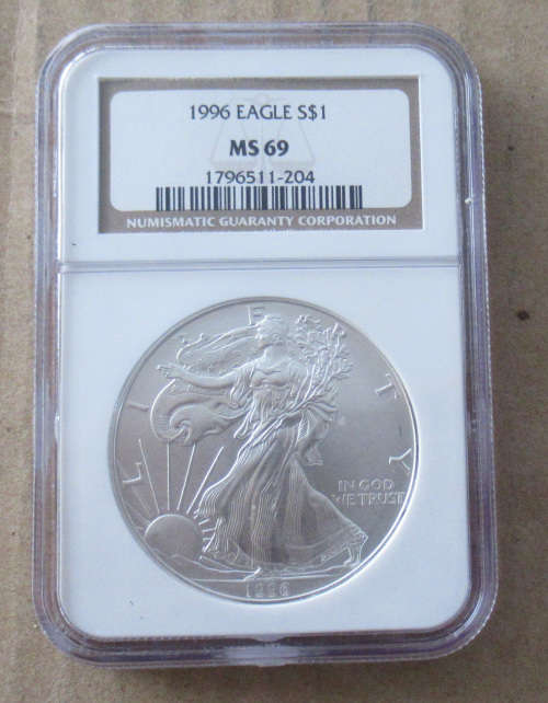 1996 USA Silver Eagle MS69 NGC
