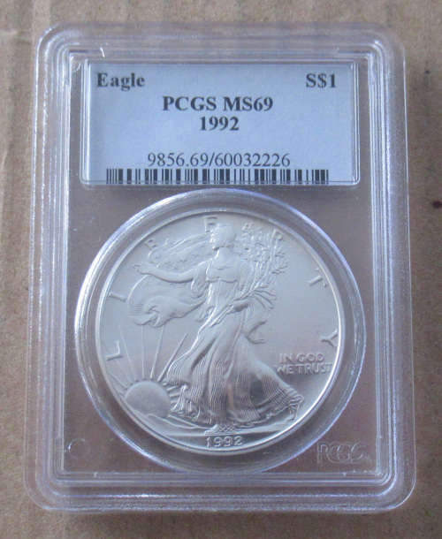1992 USA Silver Eagle MS69 PCGS