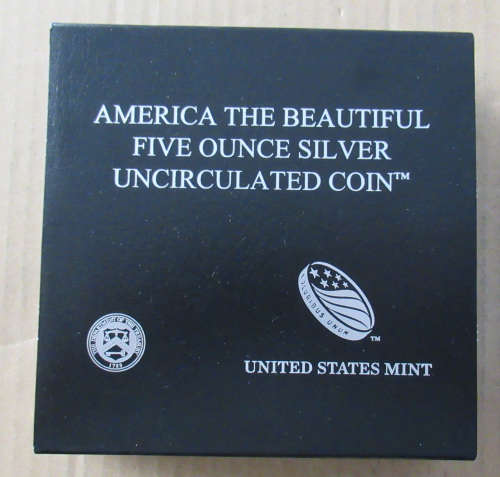 2015 America The Beautiful Saratoga 5 Ounce Silver coin in original box
