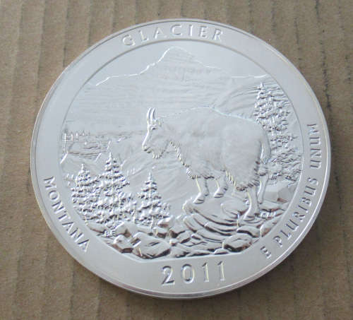 2011 Glacier National Park America the Beautiful 5 Ounce Silver coin Uncirculated