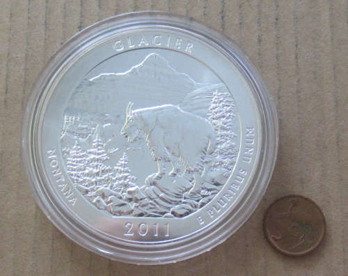2011 Glacier National Park America the Beautiful 5 Ounce Silver coin Uncirculated