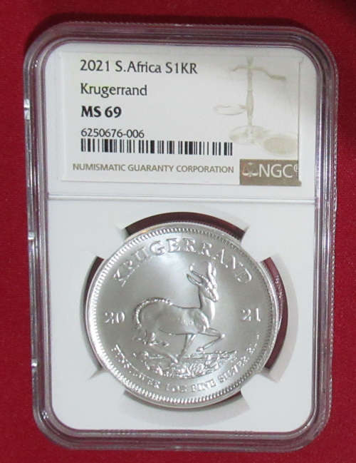 2021 Silver 1 Oz Krugerrand MS69 Graded by NGC. 2 available. Bid per coin