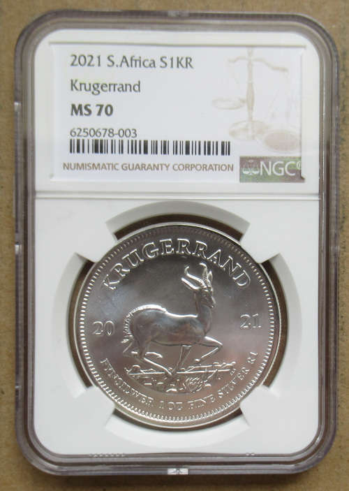 2021 Silver Krugerrand NGC graded MS70 Perfect coin