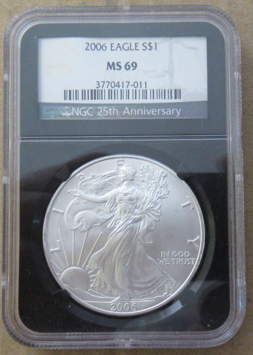 2006 Silver Eagle NGC Graded MS69 in Retro holder