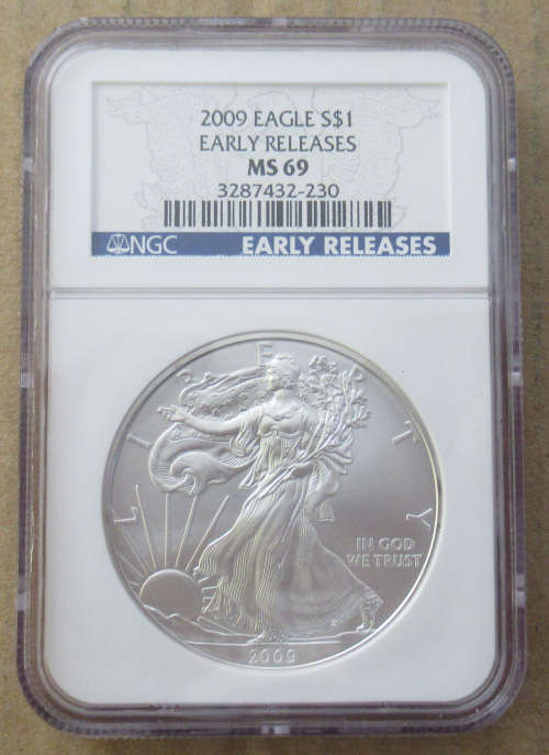 2009 Silver Eagle NGC Graded MS69 Early Releases