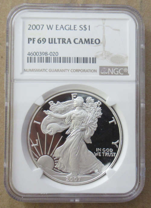 2007 W Silver Eagle NGC Graded PF69 Ultra Cameo