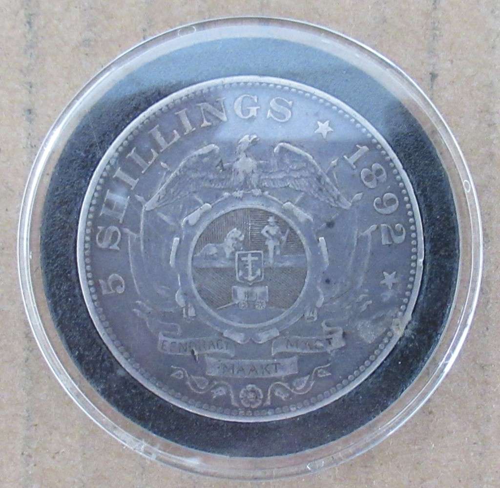 ZAR 1892 5 Shillings Single shaft in capsule