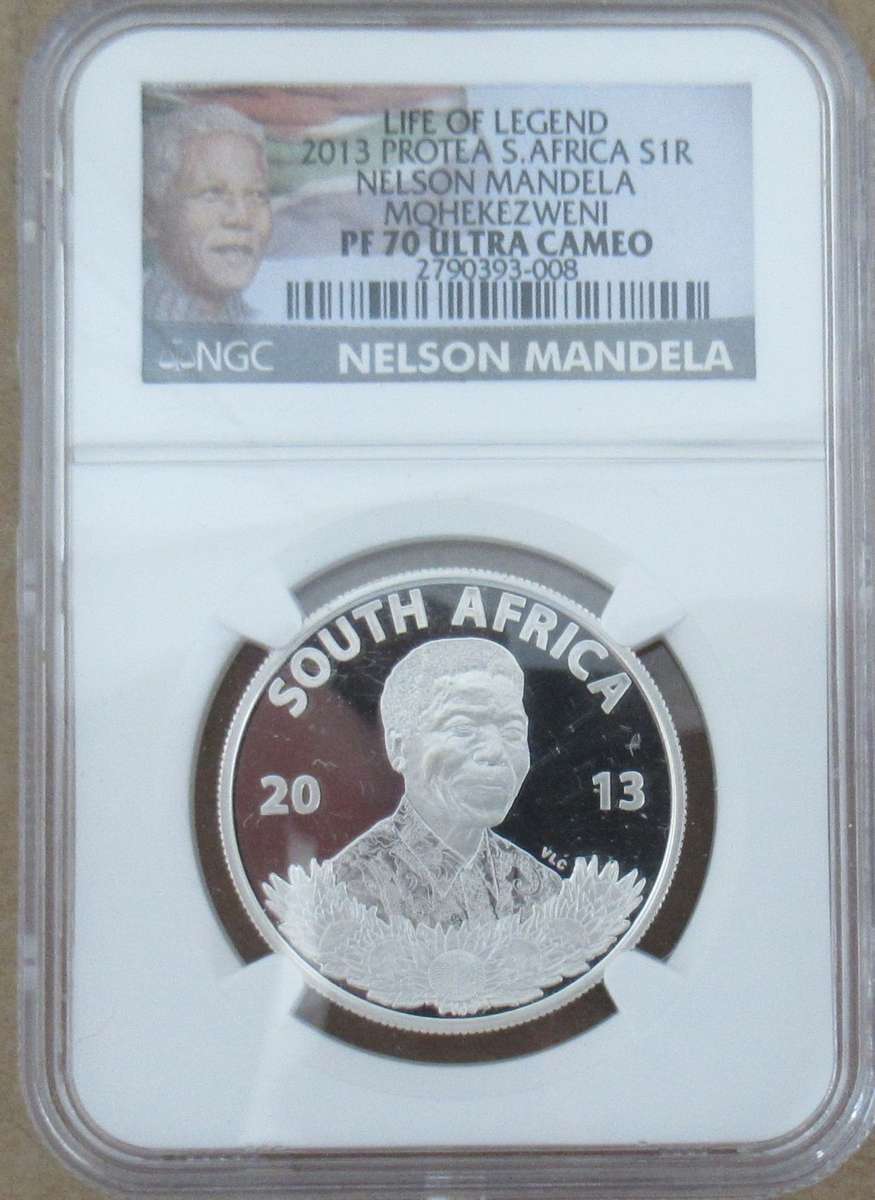2013 Nelson Mandela Life of a Legend MQHEKEZWENI Silver 1 Rand NGC PF70 Ultra Cameo