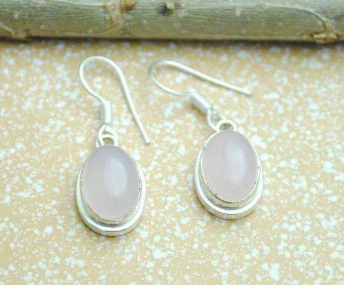 24g .925 ROSE QUARTZ GEMSTONE STERLING SILVER EARRING READY TO SHIP