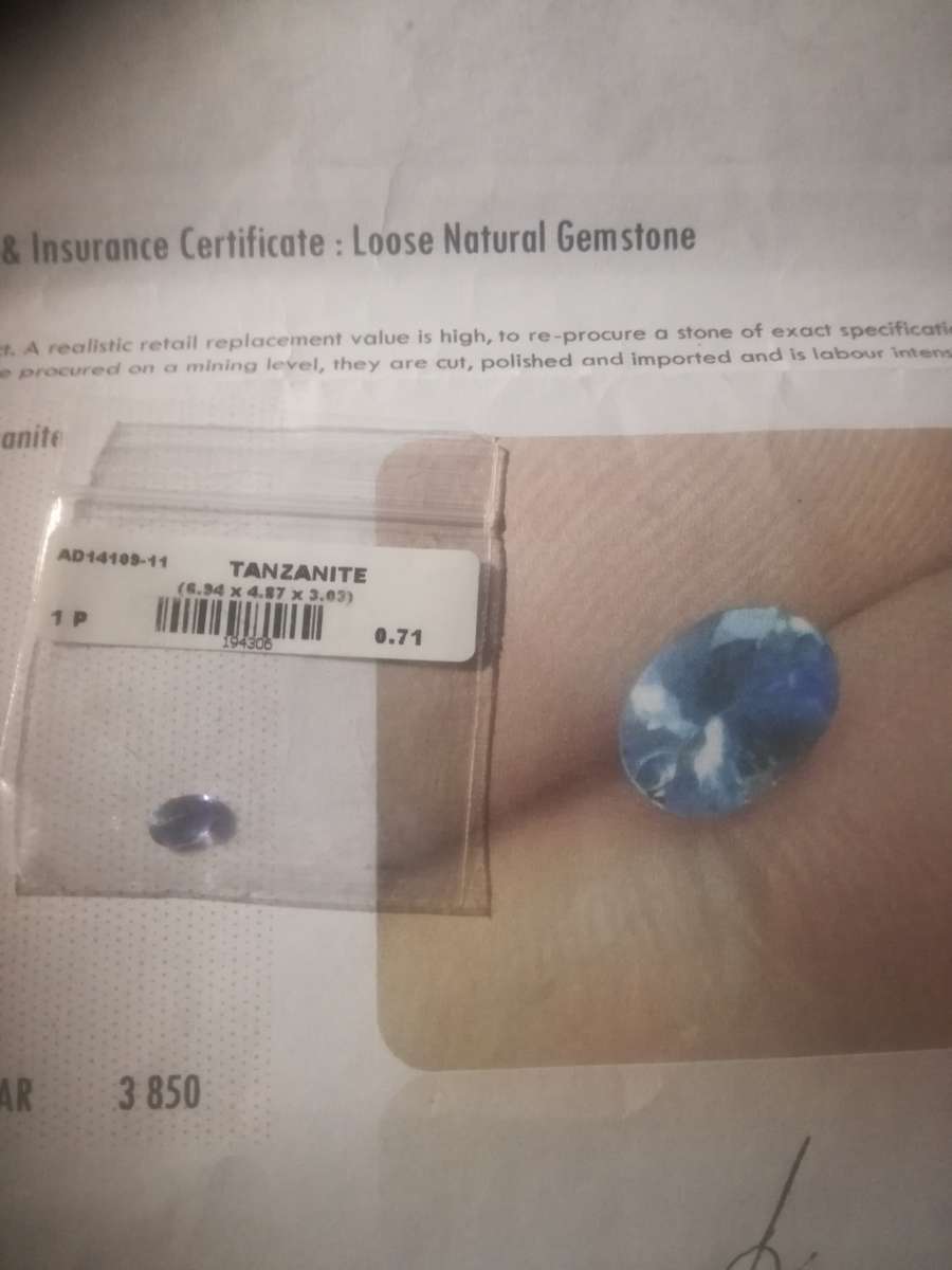 Tanzanite 0.71 ct GIA certificate