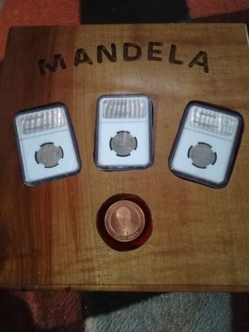 Mandela plaque 30cm×30cm +3×1994 ms62,ms63,ms64 + 1998 congress medal,one of a kind.!!