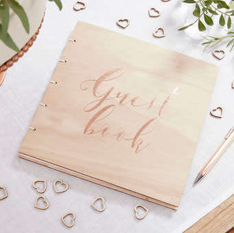 Guest Book - Wooden - Rose Gold