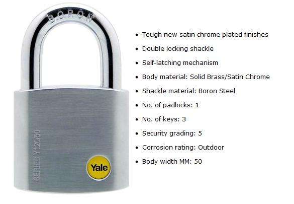 Yale 50mm Brass Padlock