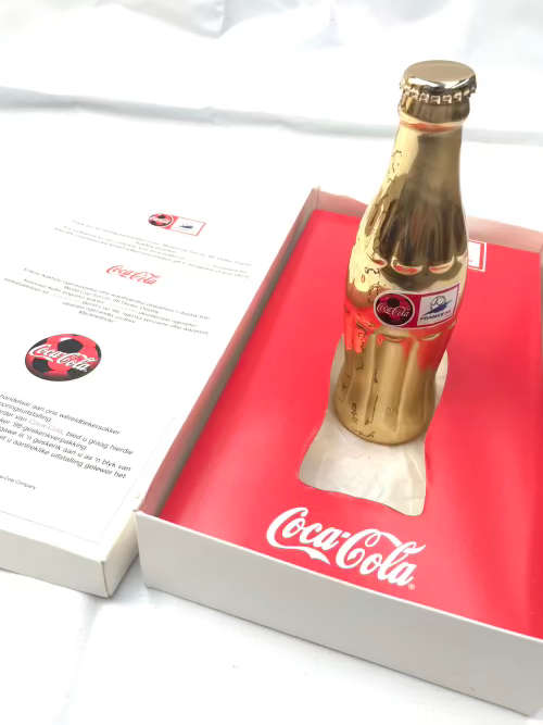 Coca Cola Colectors French World Cup Gold Bottle 1998