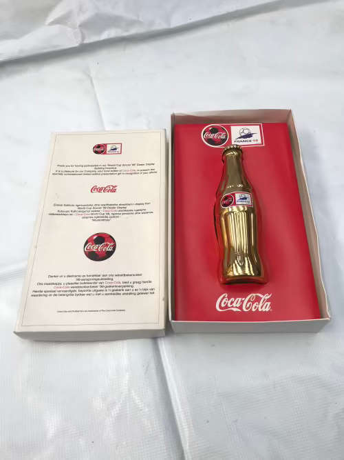 Coca Cola Colectors French World Cup Gold Bottle 1998