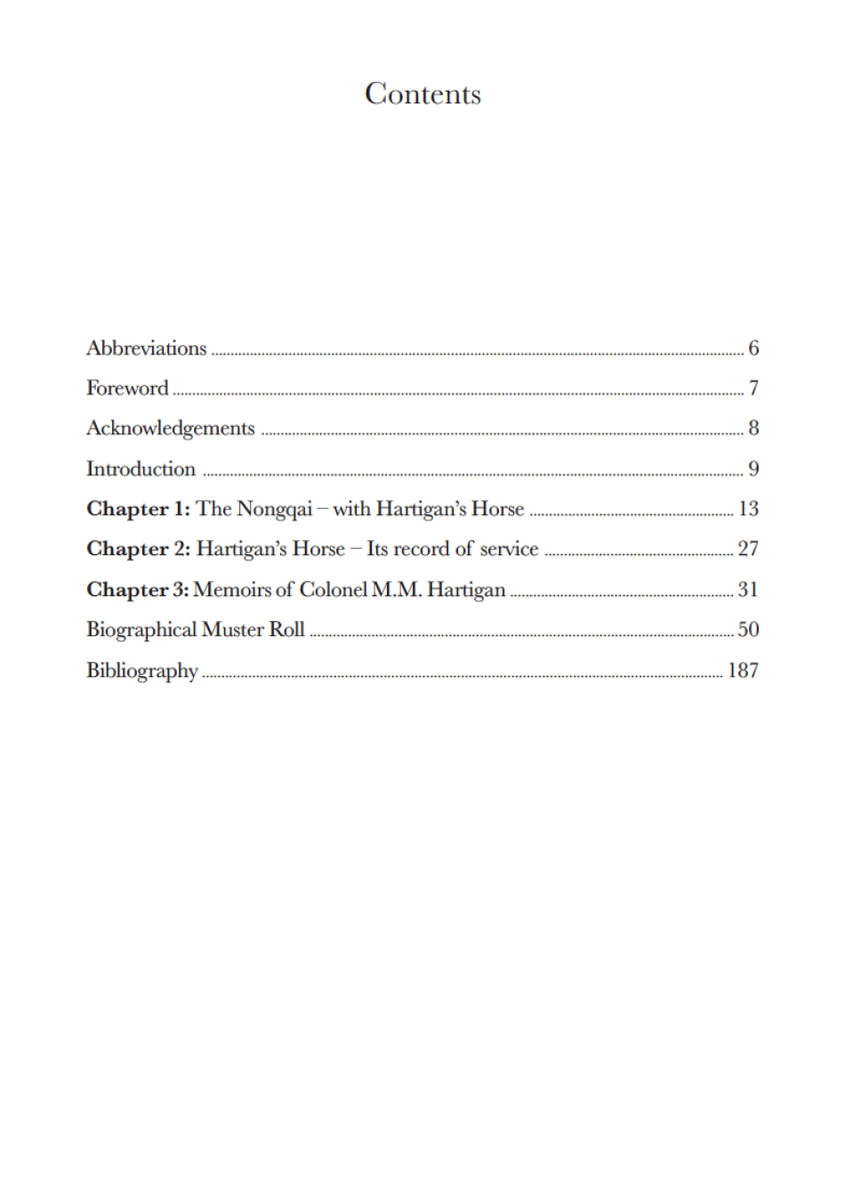 Biographical Muster Roll of Hartigans Horse