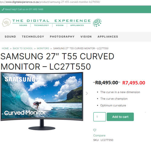 ! SAMSUNG 27` LC27T550 CURVED GAMING MONITOR!!