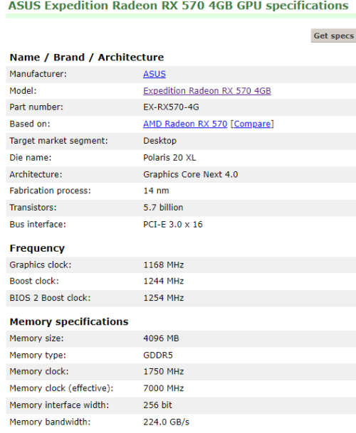 !! ASUS RADEON RX570 *4GB* OC EDITION !!