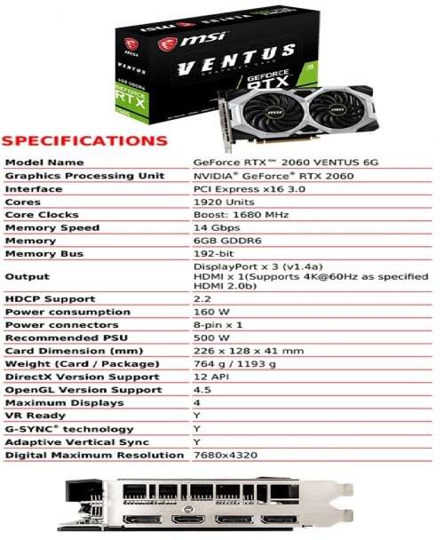 !! 12GB DDR6 RTX 2060 VENTUS !! OC GPU R12,000 - AS NEW!!