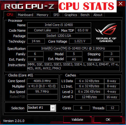 !! 10TH GEN CPU - i5 10400 / 4.3 GHZ / 6 CORES 12 THREADS !!