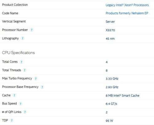 !! INTEL X 5570  XEON CPU !!