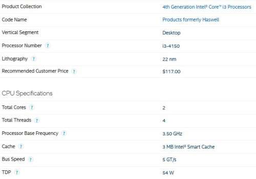 !! INTEL CORE i3-4150 CPU !!