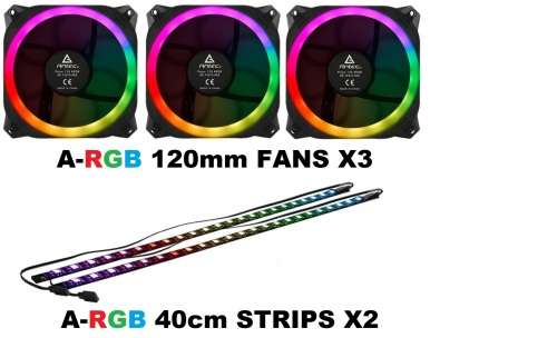 ANTEC ARGB GAMING PC LIGHTING SYSTEM (3 LED FANS & 2 LED STRIPS + CONTROLLER)